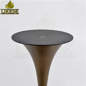 Socle de table en forme de tulipe en laiton antique frotté à la main, cœur en fonte, piédestal en métal pour tables de salle à manger d'hôtel de luxe - Product Image 4