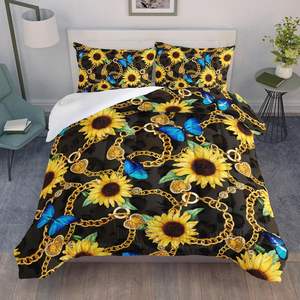 ชุดผ้านวมและปลอกหมอน7ชิ้นสำหรับทุกวัยดีไซน์ลายผีเสื้อไล่ระดับสีสันสดใส - Product Image 1