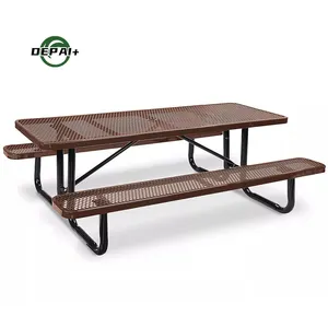 American Outdoor Park 72 96inches Rectangular Steel Picnic Tables With 2 Benches