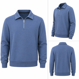 <span class=keywords><strong>Felpa</strong></span> da Uomo <span class=keywords><strong>con</strong></span> Mezza Zip e Colletto a <span class=keywords><strong>Polo</strong></span>, Stile Minimalista Casual - Product Image 3