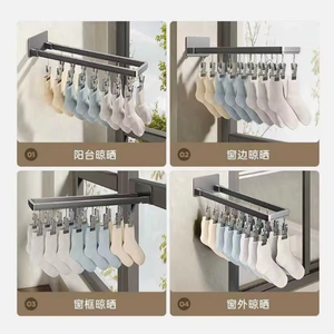 Séchoir pliable à vêtements avec pinces <span class=keywords><strong>pour</strong></span> balcon, étagère murale, séchage de sous-vêtements, séchage de chaussettes, <span class=keywords><strong>appareil</strong></span> de séchage - Product Image 6