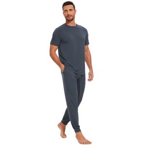 Custom Bamboo Viscose <b>Men's</b> Pajama Set Short Sleeve Solid Color Soft Lounge Wear Sleepwear Loungewear <b>Mens</b> <b>Pj</b> Sets - Product Image 1