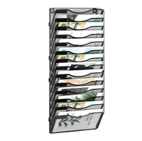 Organizador de Archivos de Oficina de Metal con 10 Bolsillos, para Montar en la Pared, con Soporte para Carpetas Colgantes, Recubrimiento en Polvo, Color Personalizable