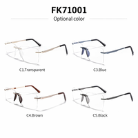 Montures de lunettes rectangulaires sans monture avec logo personnalisé, branches larges en métal, lunettes optiques AZgGKbz