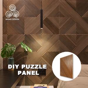 Paneles de <span class=keywords><strong>Madera</strong></span> Decorativos de Lujo con Textura Cuadrada 3D MUMU para <span class=keywords><strong>Salón</strong></span> y Hogar - Product Image 3