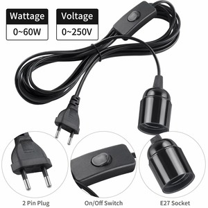 Prise UE 1.8m câbles de cordon d'alimentation E27 support de base de lampe <span class=keywords><strong>avec</strong></span> fil de commutateur pour pendentif ampoules LED luminaire lampe à main Suspension prise - Product Image 4