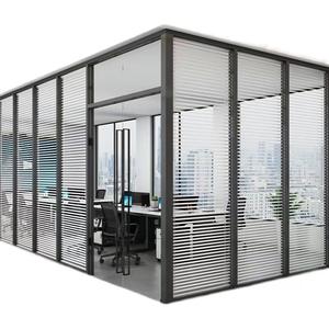 Cloison de séparation en verre pliable sur mesure SZMK modè<span class=keywords><strong>le</strong></span> 002, cadre en alliage d'aluminium, design moderne, pour bureau, bureau à domicile, salles de réunion - Product Image 1