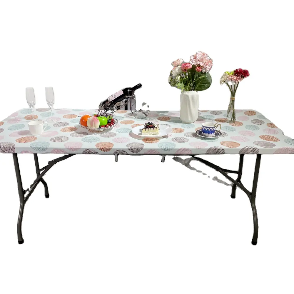 Customized Pattern Spandex Tablecloth Cheap Disposable Rectangle Party Table Covers