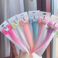 Pince à cheveux pour enfants faite à la main avec nœud à sequins et motif poney de dessin animé, accessoire capillaire pour extensions de cheveux et perruques de poupée pour filles
