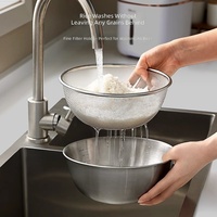 Wow ! Panier égouttoir multifonctionnel double couche en acier inoxydable 304 pour le lavage du riz, idéal pour les cuisines domestiques - Modèle Chaozhou