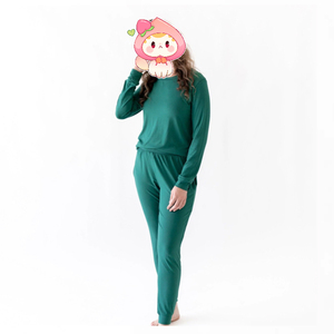 Weige Custom Print Katoenen Familie Bijpassende Nachtkleding Pyjama Effen Kleur Design Kleding Voor Vrouwen Jogger Bamboe Pyjama Set - Product Image 1