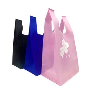 Sacs écologiques biodégradables pour supermarché avec poignée découpée, sans plastique, sacs non tissés de remerciement pour boutique - Product Image 5