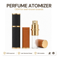 Flacon de parfum vide en verre de 15 ml et 10 ml avec atomiseur, étui en cuir, bouchon à vis et boîte personnalisable avec logo