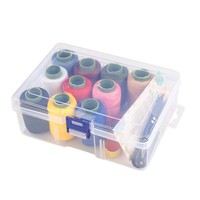 A0094 Boîte de rangement rectangulaire multifonctionnelle en plastique transparent pour kit de couture - Rangement portable pour dortoir au style moderne
