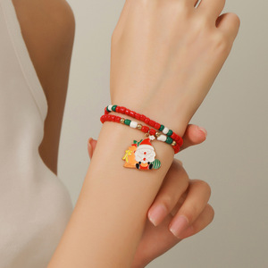 Christmas Beaded <b>Bracelets</b> Red Green <b>White</b> Cartoon Charm Party Jewelry Unisex - Product Image 2