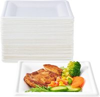 Assiettes carrées jetables écologiques compostables sans PFAS de 8 pouces en pulpe de canne à sucre biodégradable