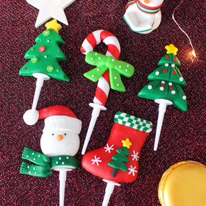 Décorations de gâteau de Noël en plastique, thème festif, pour la décoration de fête de Noël - Product Image 4