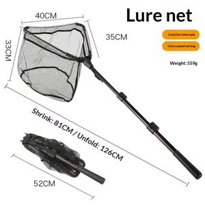 Rete da Pesca King Kong Nera in Lega di Alluminio Telescopica Pieghevole Profondità 50cm Manico in Acciaio Inox Attrezzatura da Pesca per Esterni - Product Image 1