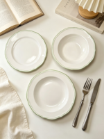 Nouvelle exportation Chine : Assiette en céramique verte style minimaliste moderne et épuré, motif dentelle, pour chapeau de paille, poisson ou plats occidentaux