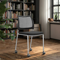 Chaise de bureau moderne à quatre pieds en maille, pour conférence, réception, négociation, formation des étudiants, bibliothèque, salon, avec structure en fer, sans fonction d'inclinaison