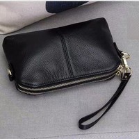 Tas Selempang Wanita Gaya Korea Vintage 2026, Bahan Kulit PU Hitam Anti Air, Serbaguna, Multi-Kompartemen, Bentuk Kotak