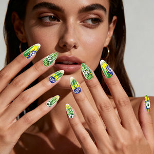 Cinq et dix GMPC/Sedex/ISO/EUDR fournitures <span class=keywords><strong>FIFA</strong></span> Football presse-sur faux ongles équipe nationale Nail Art breloques en gros pour le Sport - Product Image 2