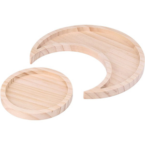 Plateau à bijoux en bois en forme de croissant, organisateur de rangement rond en bois massif pour pierres, cristaux, présentoir d'huiles essentielles - Product Image 3