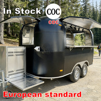 Camionnette de restauration mobile vintage en aluminium, standard européen, pour café, hot-dogs, bonbons, chips, vente au détail, avec système électrique et d'eau