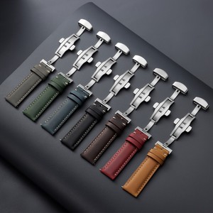 Fast Delivery Crazy Horse Leather Watch <strong>Straps</strong> 14/16/18/20/22/24mm Genuine Leather Watch <strong>Strap</strong> with Butterfly Clasp - Product Image 2