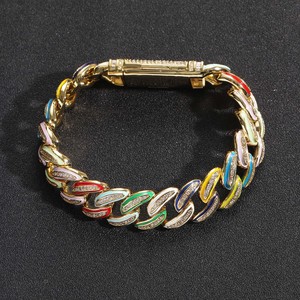 Hip-hop Colorful Dripping Oil Cuban Chain High-end <b>Copper</b> Zircon <b>Bracelet</b> Jewelry Tanjing Fashion Lijing Necklace - Product Image 3