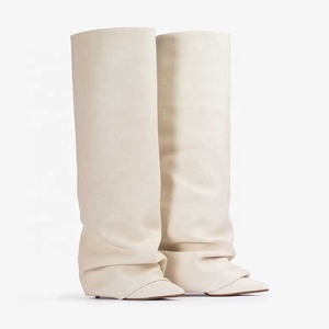 <span class=keywords><strong>Bottes</strong></span> requin à talon personnalisées pour femmes <span class=keywords><strong>Bottes</strong></span> hautes à bout pointu et mollet large à talon fin pour femmes 2024 - Product Image 3