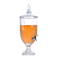 Distributeur de boissons en verre Offre Spéciale pour la fête d'hôtel Distributeur de jus transparent gravé avec pichet à infusion de fruits en métal