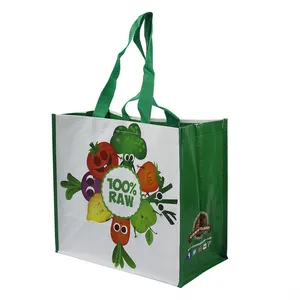 Atacado Food Pattern Mercearia Bolsas De Armazenamento Portátil PP Não-Tecido Reutilizável Sacos De Compras Mercearia Handy Bag