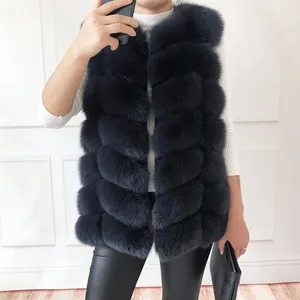 2022 New Real Fur Vest Women Winter Fashion Crop Gilet Ladies Waistcoat Fox Fur Vest