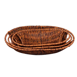Plastic Woven Imitation Black Rattan <b>Basket</b> Rectangle Double-Eared Eco-Friendly Kitchen <b>Storage</b> Display <b>Basket</b> - Product Image 4