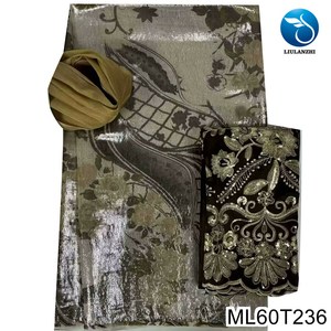 Beautifical vải ren Châu Phi 2024 New Arrival Nigeria bắt chước vải lụa + Net ren Phụ Nữ Headband 7.65 mét ml60t224 - Product Image 4