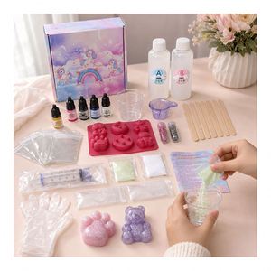 Kit DIY para hacer Mochi Squishy: Gel de silicona de proporción igualada, formas de animales adorables, gotas de pintura, polvo esponjoso, herramientas de medición y guía de proporción. - Product Image 5