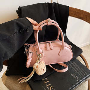 Sac à bandoulière rétro en cuir PU ciré, luxe décontracté, double poignée, fermeture éclair, sac à main pour femme - Product Image 5