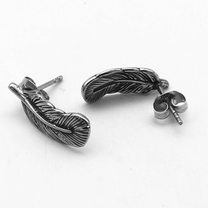 Yunnique – boucles d'oreilles en plumes en acier inoxydable 316 pour hommes et femmes, bijoux de style japonais et coréen - Product Image 3
