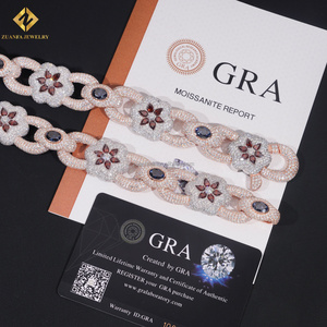 Custom Personalized Jewelry Rapper Heavy Hand Made Multi Color Moissanite Diamond 22mm Width Flower Shape <b>Infinity</b> Cuban Chain - Product Image 4