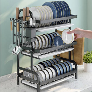Encimera de cocina, estante de secado de platos de <span class=keywords><strong>2</strong></span> capas, palillos, vajilla, cuchillo, soporte para utensilios, estante de almacenamiento de cocina - Product Image 3