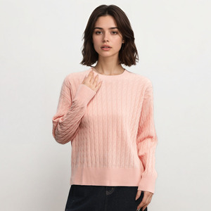 Pullover da ragazza in lana in <span class=keywords><strong>maglia</strong></span> di lana 100% in peluche girocollo personalizzato lavorato a <span class=keywords><strong>maglia</strong></span> maglioni da donna per il commercio all'ingrosso - Product Image 2