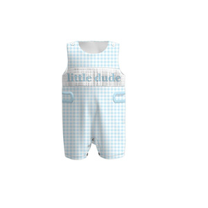 Combinaison décontractée pour bébé fille RTS Little Dude, bleu ciel à carreaux, sans manches, avec fermeture éclair cachée, en coton et élasthanne, pour nouveau-né, ODM - Product Image 4