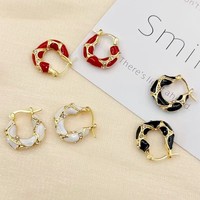 Boucles d'oreilles en acier inoxydable pour femmes, style rétro exagéré, avec glaçure effet goutte de lave et motif cercle, accessoires de bijouterie