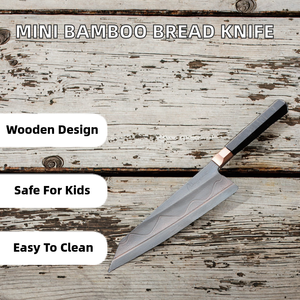 Couteau de chef en bambou pour enfants, jouet de découpe sûr, ensemble de cuisine miniature en bois, artisanat mignon, épaisseur 2,5 mm - Product Image 2