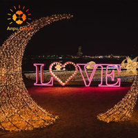 Lampu Motif LED Setengah Bulan ANPU Tahan Air untuk Festival Komersial, Lampu Bentuk Setengah Bulan untuk Pajangan Luar Ruangan