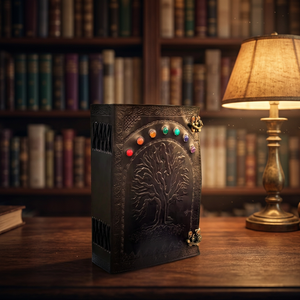 Handmade Mini Leather Choco Multi Color Stone A4 <b>Diary</b> Tree Life Style Sewn Seven Healing Stones Antique <b>Lock</b> Unlined Pages Gift - Product Image 3