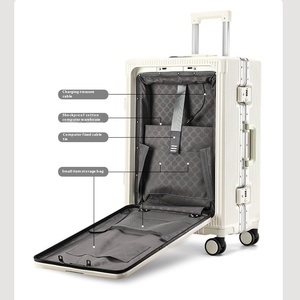 Storage Trolley Front Opening Luggage USB Cup Holder Aluminum Frame <b>Suitcase</b> Laptop Cabin Password Trolley Case Travel - Product Image 6