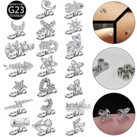 Clous de piercing microdermiques en titane 14G avec zircone cubique pour cartilage, hélix, tragus, boucles d'oreilles en titane