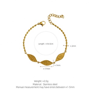 Pulseras de Cadena de Acero Inoxidable al por Mayor para Mujer, Pulseras y Brazaletes con Baño de Oro de 14k y 18k con Diseño de Hoja para Mujer - Product Image 6